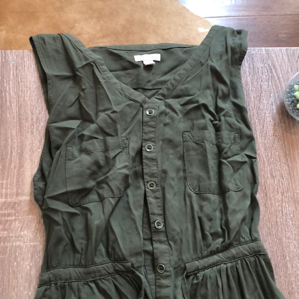 Army green button up maxi